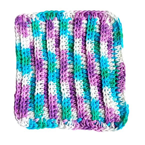 HAND CRAFTED Colorful Crocheted 100% Cotton All Purpose Dish or Wash Cloth - Picture 5 of 5